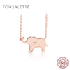 Simple Mirror Small Elephant Necklace 925 Silver Animal Family Pendant Dainty Necklace Woman Jewelry Christmas Gift ZK40