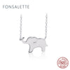 Simple Mirror Small Elephant Necklace 925 Silver Animal Family Pendant Dainty Necklace Woman Jewelry Christmas Gift ZK40