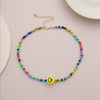 Simple Multicolor Acrylic Beads Necklace Women Girls Short Necklace Yellow Smile Face Choker Collares Necklace Jewelry