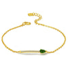 Simple Natural Malacolite CZ Arrow 925 Silver Bracelet