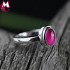 Simple Natural Stone Red Jade Rings For Women 100% 925 Sterling Silver Wedding Party Geometry Punk Gemstone Finger Jewelry SR71