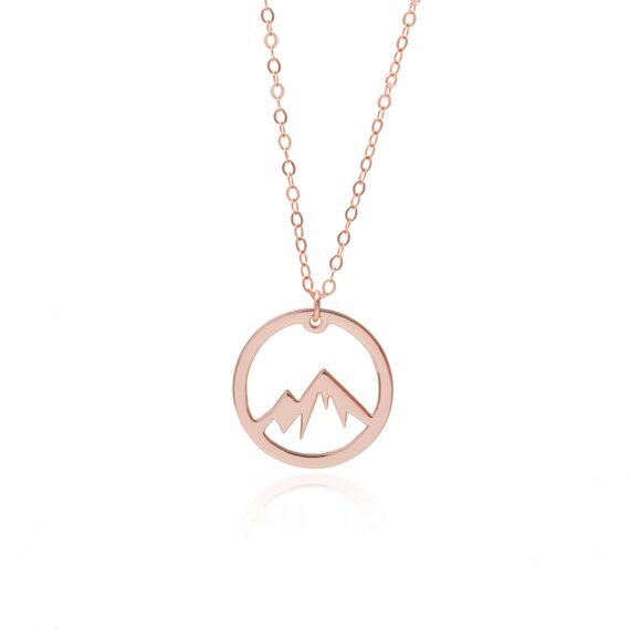 Simple Nature Snowy Mountain Necklace Circle Round Mountain Range Nature Lover Necklaces Geometric hill Sports landscape jewelry
