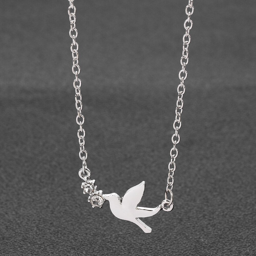 Simple Necklace Peace Dove Pendants Silver Color Women Men Colar Gift Jewelry Choker Necklace for Women