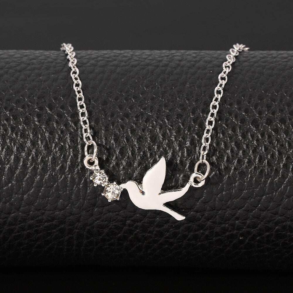Simple Necklace Peace Dove Pendants Silver Color Women Men Colar Gift Jewelry Choker Necklace for Women