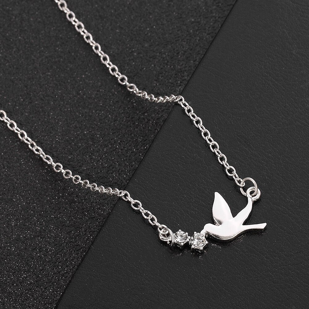 Simple Necklace Peace Dove Pendants Silver Color Women Men Colar Gift Jewelry Choker Necklace for Women