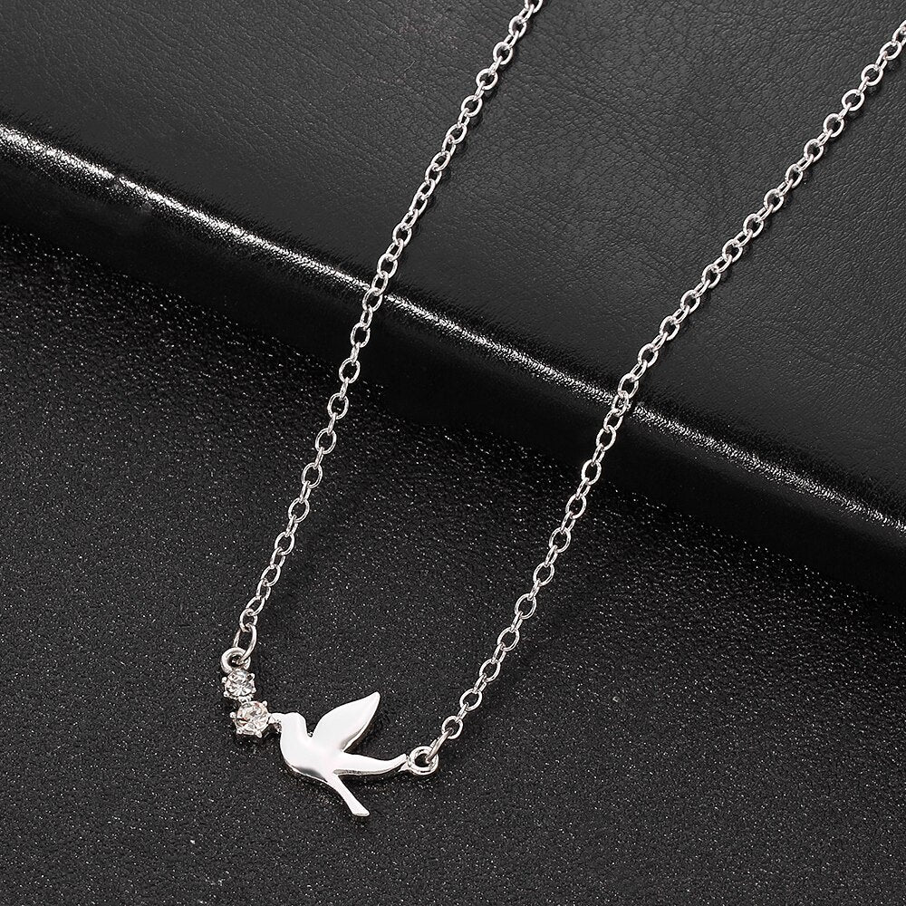 Simple Necklace Peace Dove Pendants Silver Color Women Men Colar Gift Jewelry Choker Necklace for Women