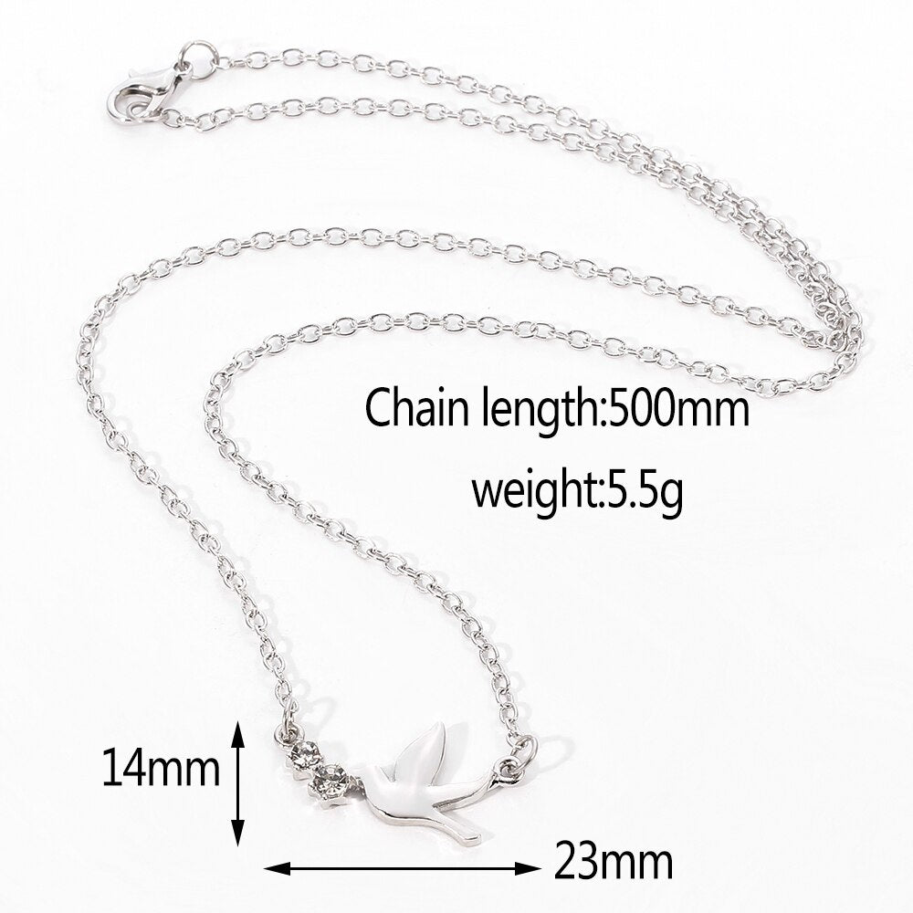 Simple Necklace Peace Dove Pendants Silver Color Women Men Colar Gift Jewelry Choker Necklace for Women