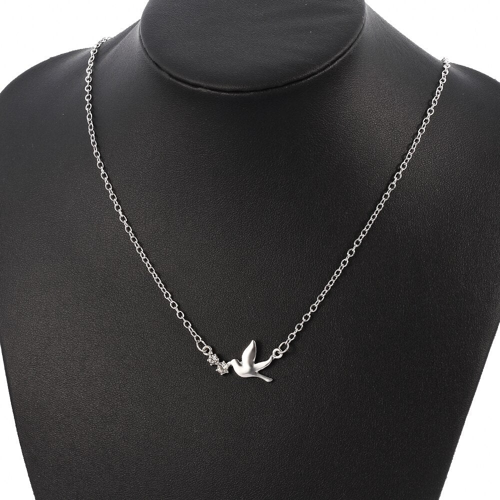 Simple Necklace Peace Dove Pendants Silver Color Women Men Colar Gift Jewelry Choker Necklace for Women