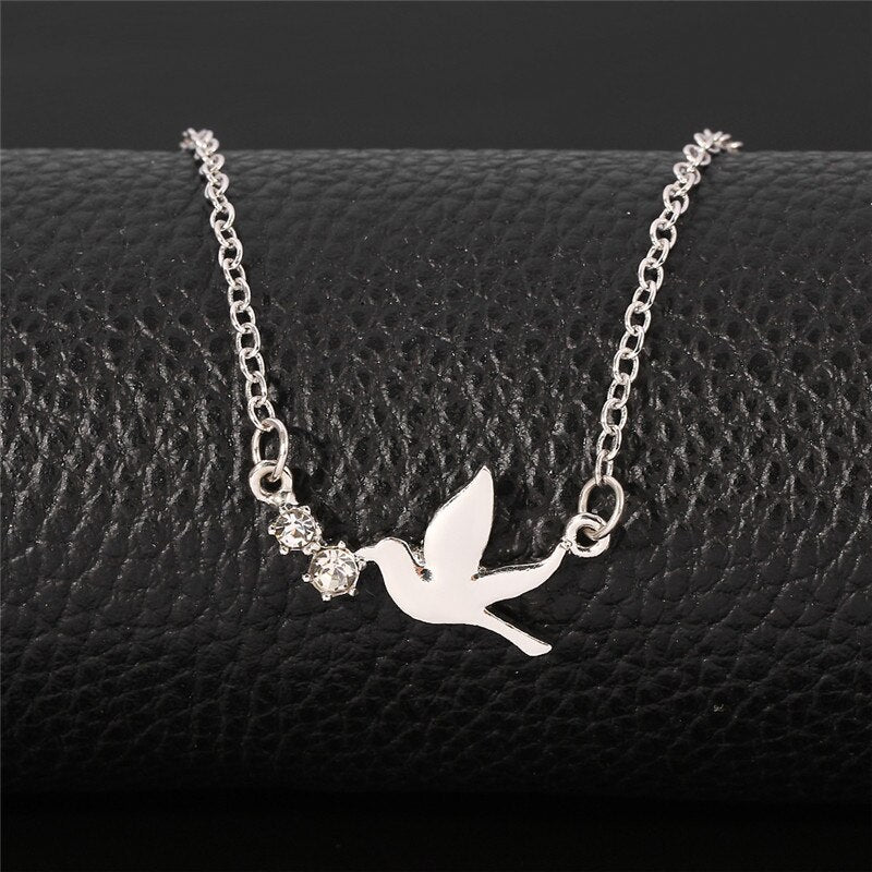 Simple Necklace Peace Dove Pendants Silver Color Women Men Colar Gift Jewelry Choker Necklace for Women