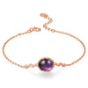 Simple Oval Natural Amethyst 925 Silver CZ Bracelet