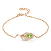 Simple Peacock Feather Natural Peridot 925 Silver CZ Bracelet