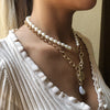 Simple Pearl Bead Chain Necklace All-match Alloy Necklace Creative Coin Pendant Tassel Necklace for Women Fashionable Je