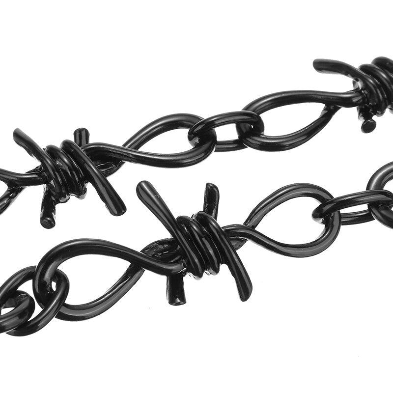 Simple Punk Barbed Thorns Choker Necklace For Women Vintage Rock Black Choker Irregular Geometric  Clavicular Chain Men