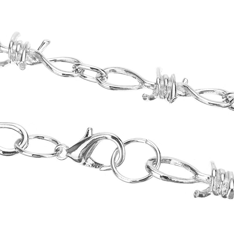 Simple Punk Barbed Thorns Choker Necklace For Women Vintage Rock Black Choker Irregular Geometric  Clavicular Chain Men