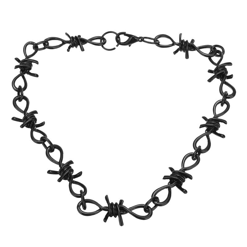 Simple Punk Barbed Thorns Choker Necklace For Women Vintage Rock Black Choker Irregular Geometric  Clavicular Chain Men