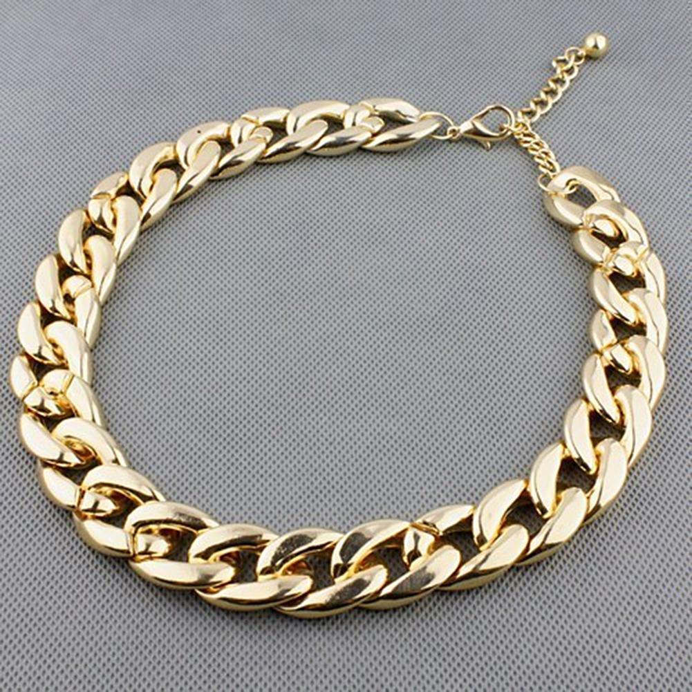 Simple Punk Hip Hop Style Cut Link Chain Choker Shiny All Match Necklace Jewelry Gold Black Sliver Color Thick Chain For Women
