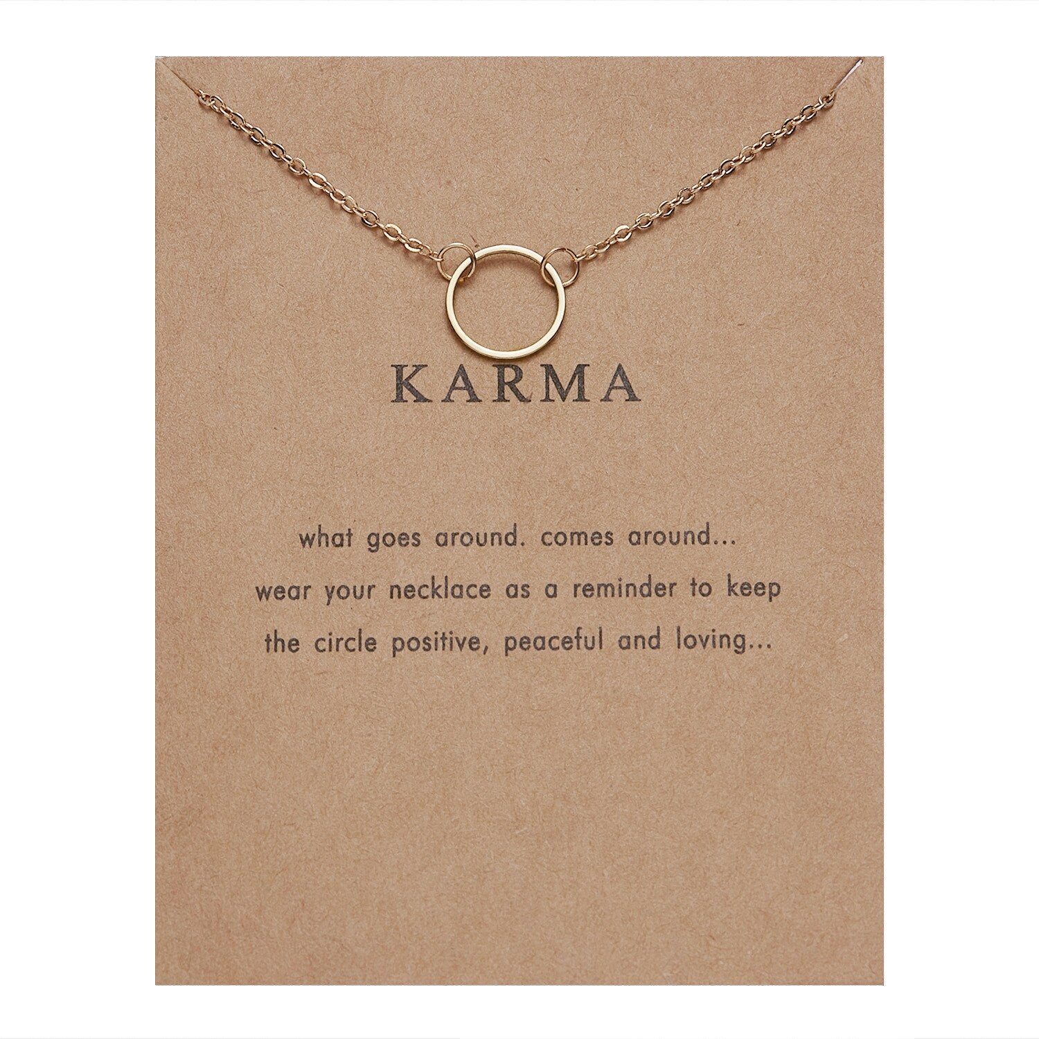 Simple Round Circle Pendant Necklace for Women Korea Necklaces with Karma Card Gold Silver Color Plated Jewelry Gifts