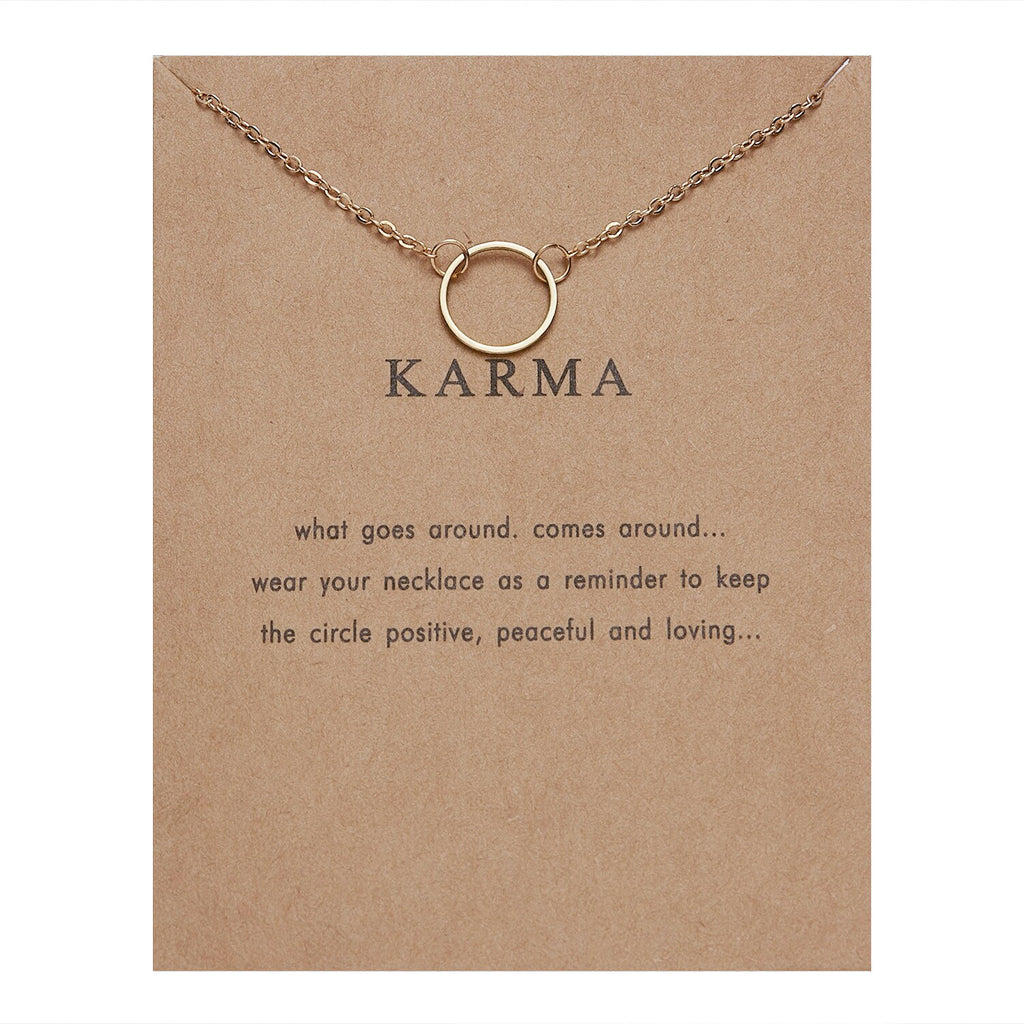 Simple Round Circle Pendant Necklace for Women Korea Necklaces with Karma Card Gold Silver Color Plated Jewelry Gifts