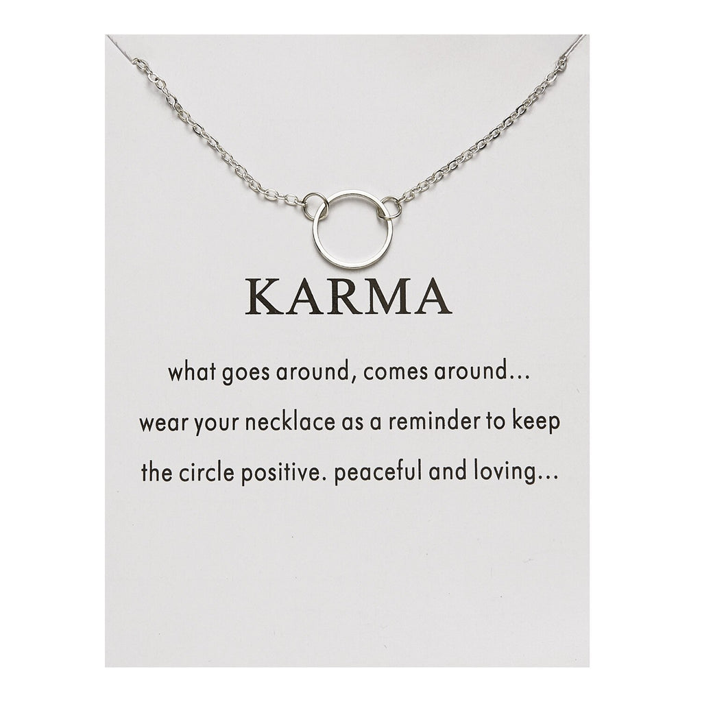Simple Round Circle Pendant Necklace for Women Korea Necklaces with Karma Card Gold Silver Color Plated Jewelry Gifts