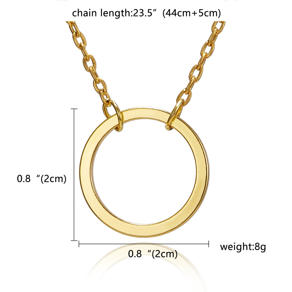 Simple Round Circle Pendant Necklace for Women Korea Necklaces with Karma Card Gold Silver Color Plated Jewelry Gifts