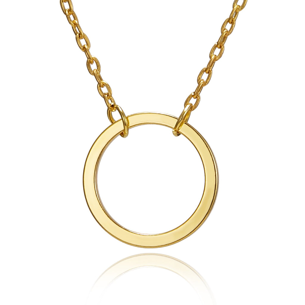 Simple Round Circle Pendant Necklace for Women Korea Necklaces with Karma Card Gold Silver Color Plated Jewelry Gifts