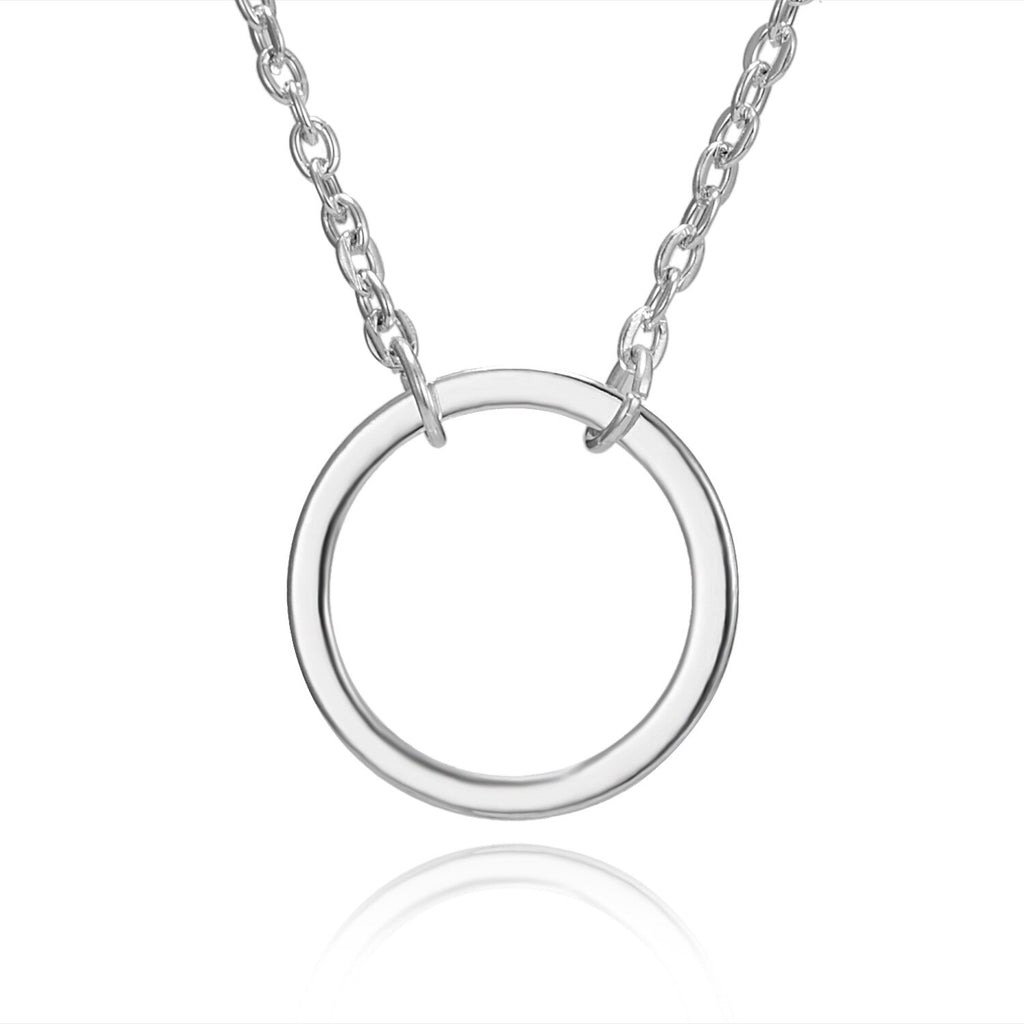 Simple Round Circle Pendant Necklace for Women Korea Necklaces with Karma Card Gold Silver Color Plated Jewelry Gifts