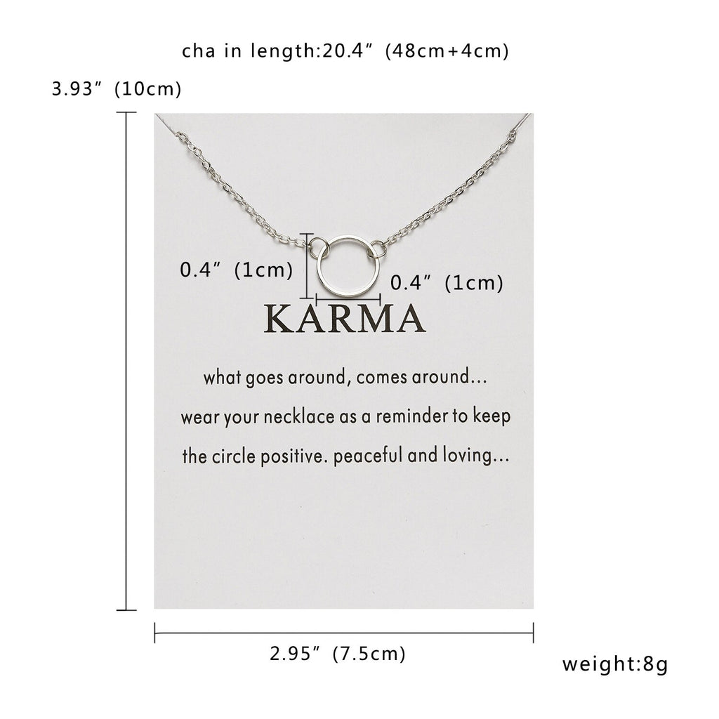 Simple Round Circle Pendant Necklace for Women Korea Necklaces with Karma Card Gold Silver Color Plated Jewelry Gifts