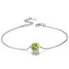 Simple Round Natural Peridot 925 Silver Bracelet
