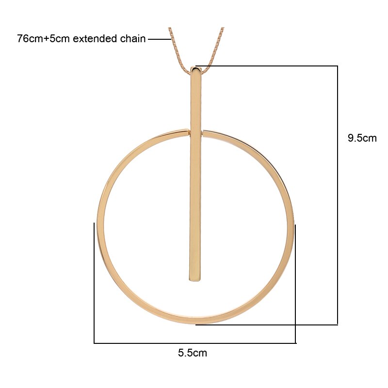 Simple Round Pendant Necklace Gold Silvery Long Sweater Chain Trendy Necklaces For Woman Vintage Jewelry Accessories