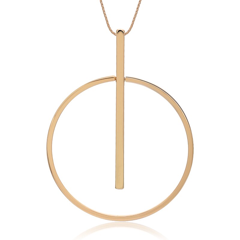 Simple Round Pendant Necklace Gold Silvery Long Sweater Chain Trendy Necklaces For Woman Vintage Jewelry Accessories