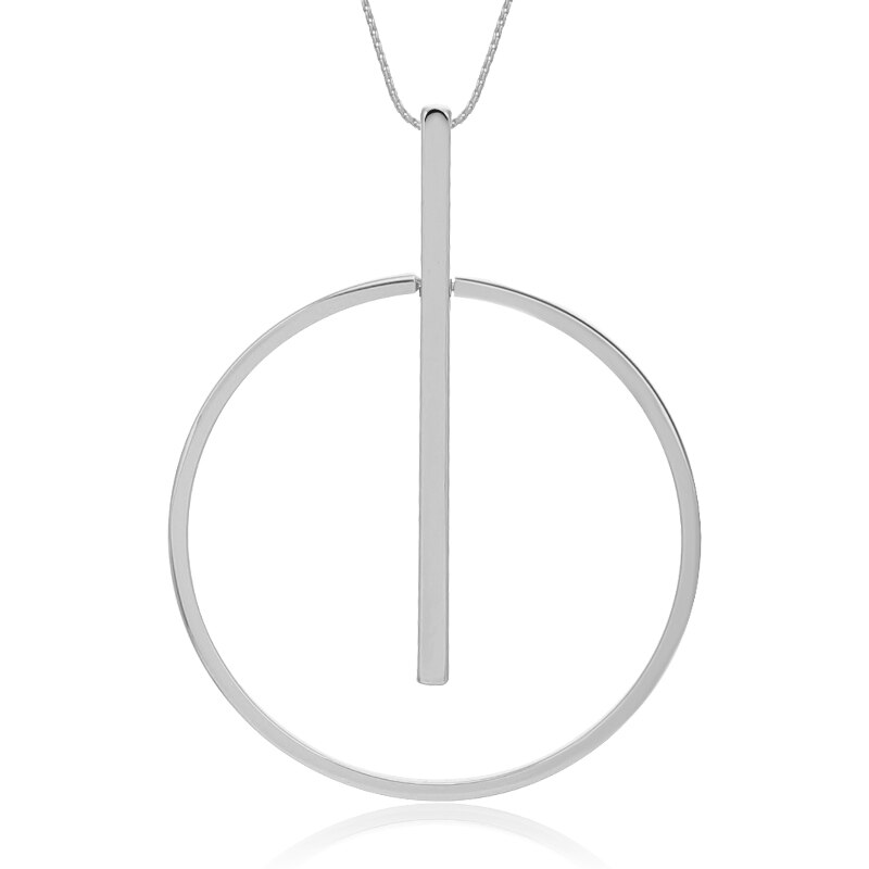 Simple Round Pendant Necklace Gold Silvery Long Sweater Chain Trendy Necklaces For Woman Vintage Jewelry Accessories