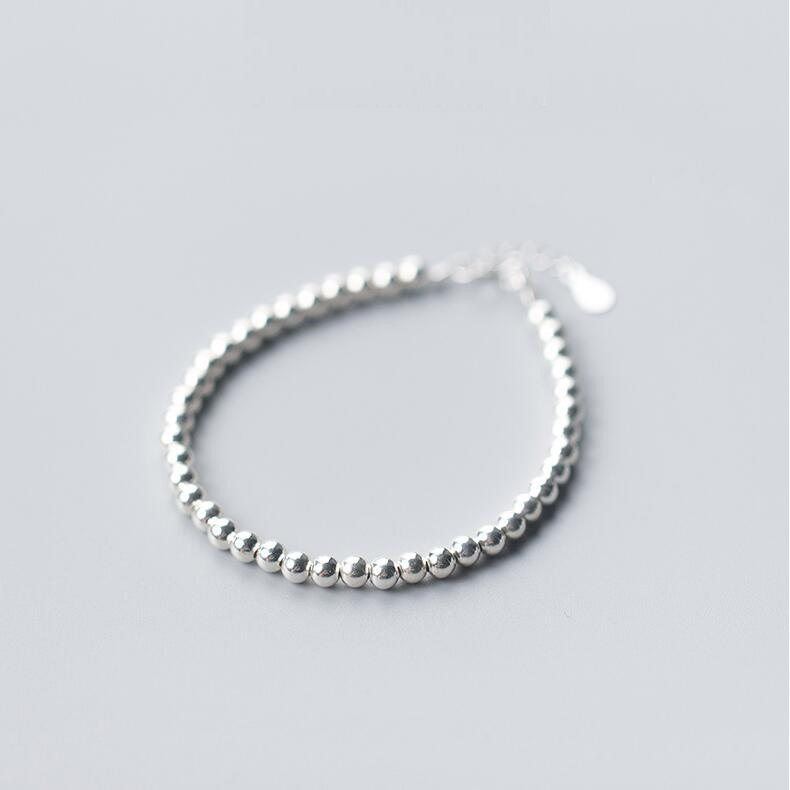 Simple Silver Bead Bracelet 100% Guaranteed Real 925 Sterling Silver Bracelet