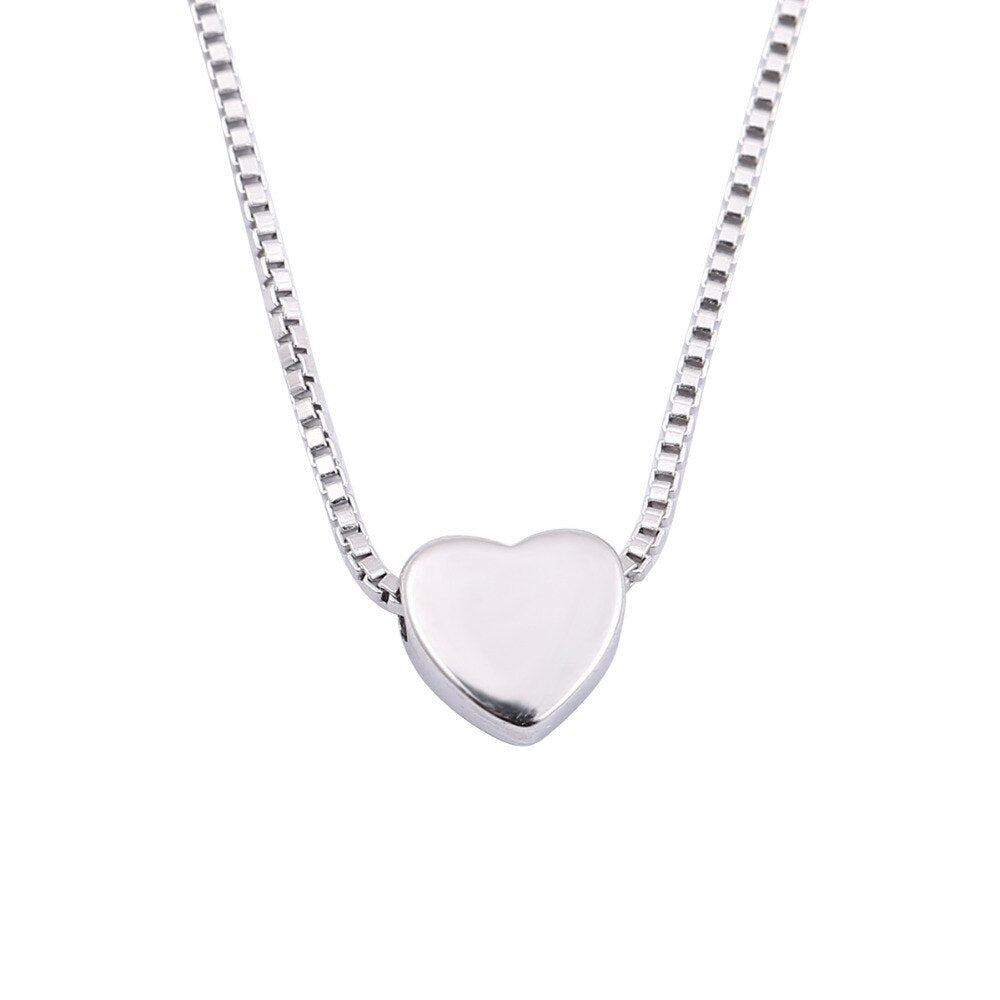 Simple Silver Color Love Heart Necklaces Pendants for Women Chokers Necklaces Charms Bohemian Party Jewelry Gifts