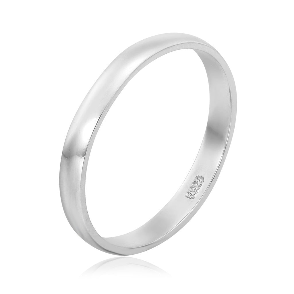 Simple Slim 925 Sterling Silver D Shape Band Wedding Engagement Rings For Women Fashion Finger Men Jewelry Bague US Size 4.5-12