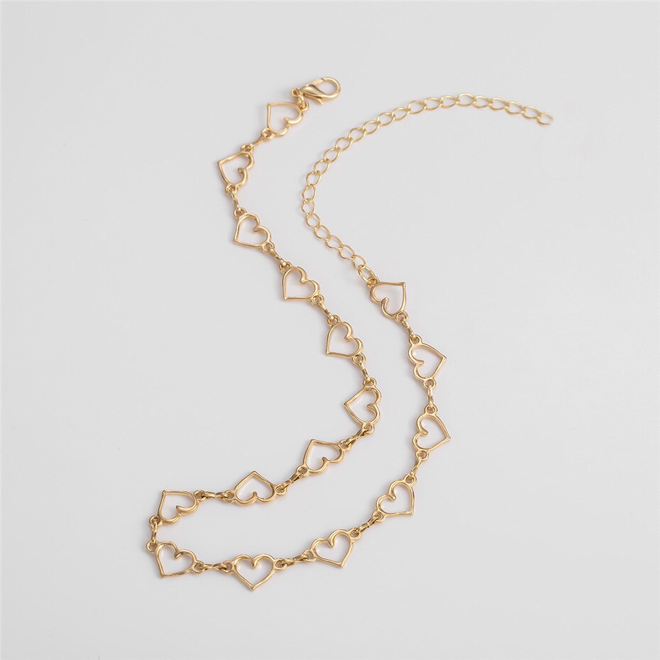 Simple Small Heart-shaped Necklace Crystal Pendant Clavicle Chain For Women Gold Silver Color Jewelry Love Gift