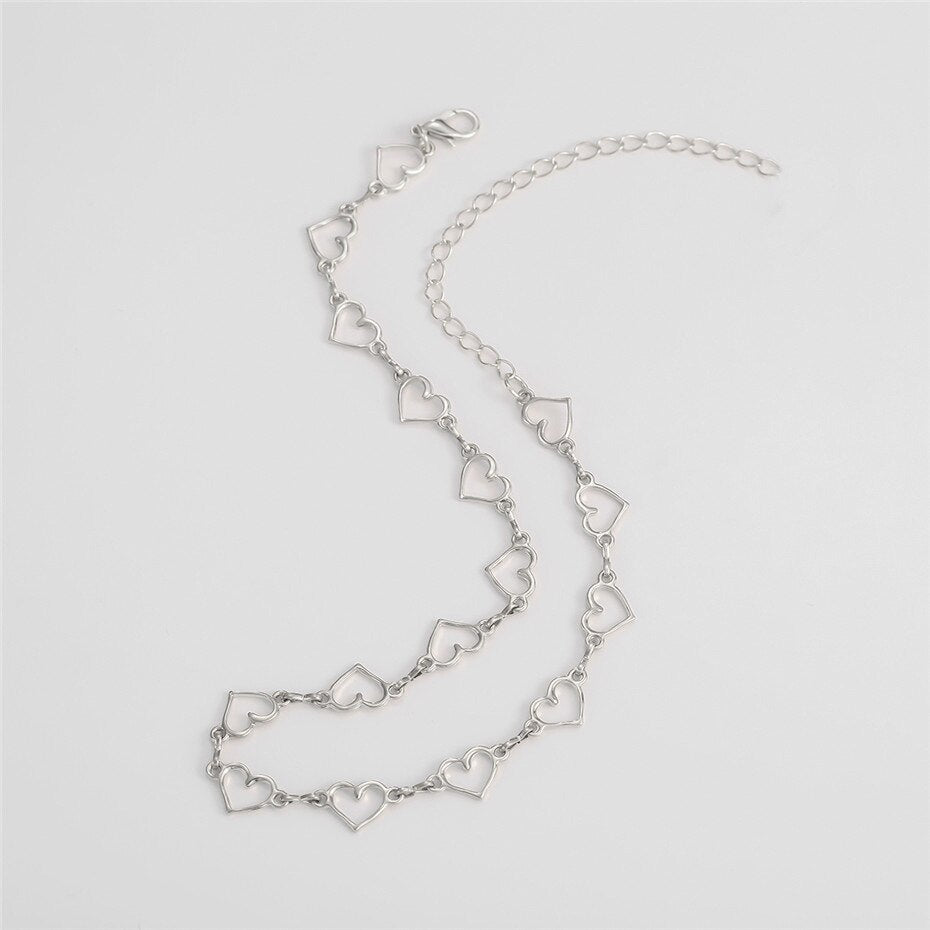 Simple Small Heart-shaped Necklace Crystal Pendant Clavicle Chain For Women Gold Silver Color Jewelry Love Gift