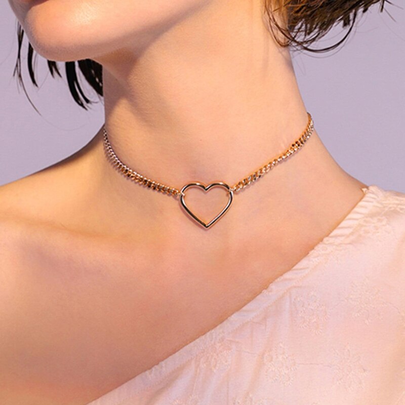 Simple Small Heart-shaped Necklace Crystal Pendant Clavicle Chain For Women Gold Silver Color Jewelry Love Gift