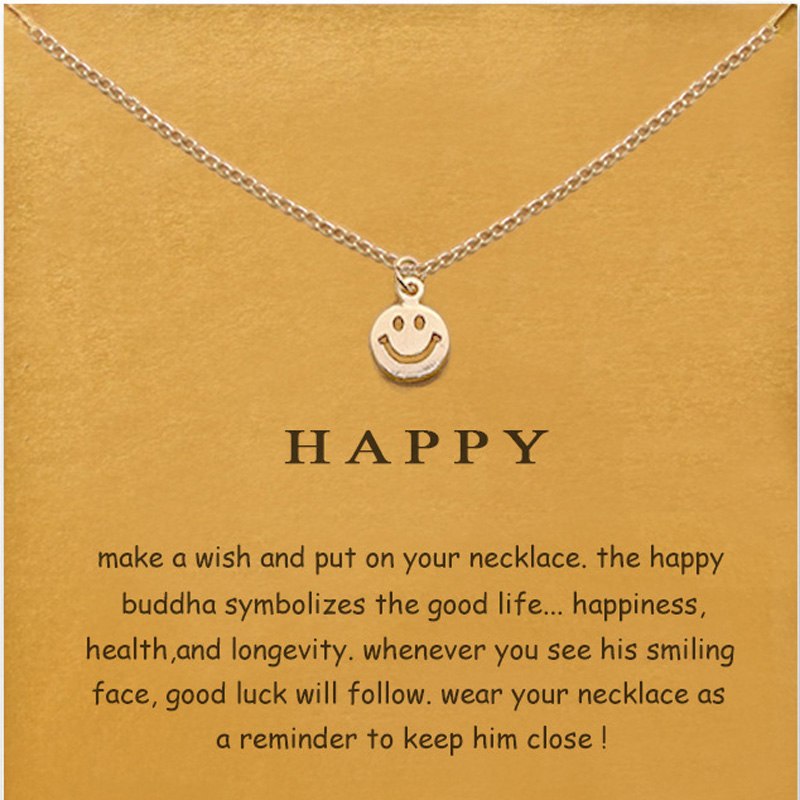 Simple Smiley Face Necklace Women Happy Emoji Pendant Clavicle Chain Statement Choker Necklaces Gift Card mothers day