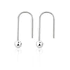 Simple Smooth Round Silver Ball White/Rose 925 Sterling Silver U Hook Earrings