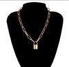Simple Square Gold Lock Necklace Pendant Necklace Punk Sweater Long Chain Neck Hip Hop Lock Women  Goth  Jewelry 2021