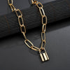 Simple Square Gold Lock Necklace Pendant Necklace Punk Sweater Long Chain Neck Hip Hop Lock Women  Goth  Jewelry 2021