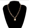 Simple Square Gold Lock Necklace Pendant Necklace Punk Sweater Long Chain Neck Hip Hop Lock Women  Goth  Jewelry 2021