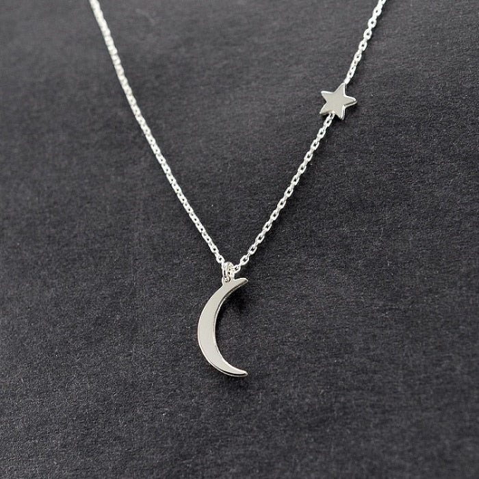 Simple Star Moon Necklace for Women gold Silver Chain Moon Smalll Choker Necklace Pendant Bohemian Necklace Jewelry