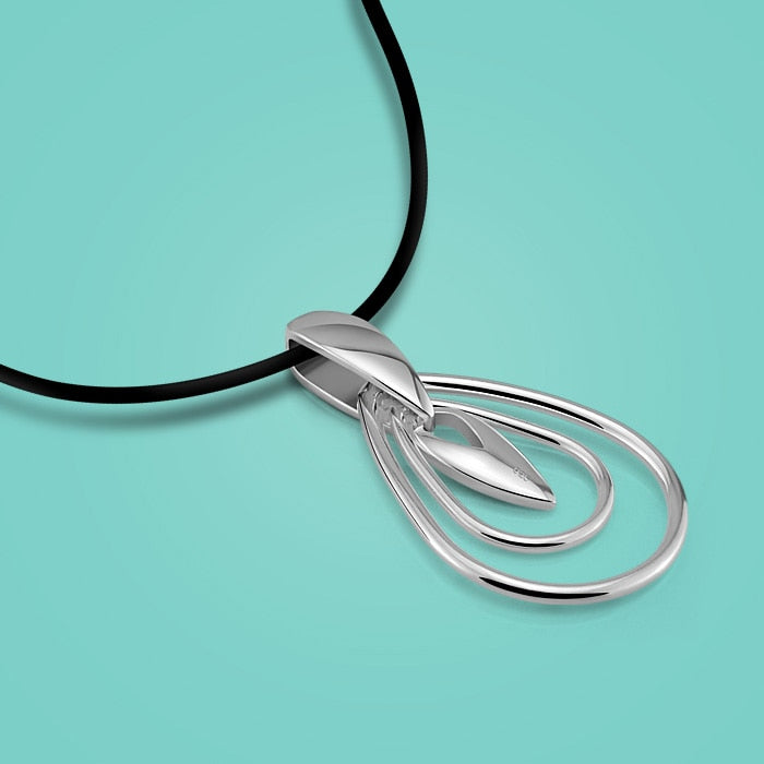 Simple Style 925 Sterling Silver Drop Pendant Design Women's Leather Necklace Charm Jewelry Pendant Necklace Birthd Gift