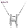 Simple Style Cubic Zirconia Letter H Necklaces & Pendants Silver Color Fashion Jewelry For Women Short Chain
