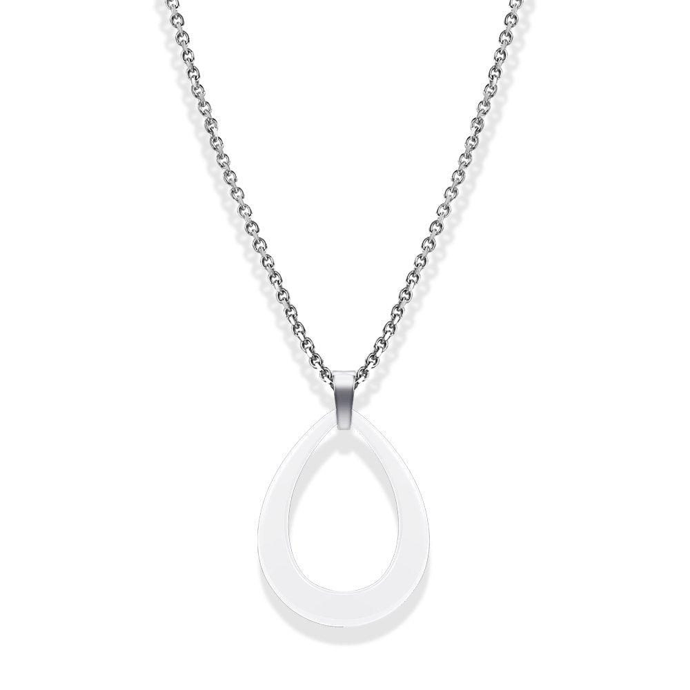 Simple Style Heart Shape White Black Ceramic Women Necklace Bijoux Pendant New Fashion Jewelry Classic Cute Gift Wholesale