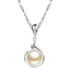 Simple Style Single Flat Round Imitation Pearl Water Droplets Pendant - Silver Jewelry Wedding Necklace can dropshiping
