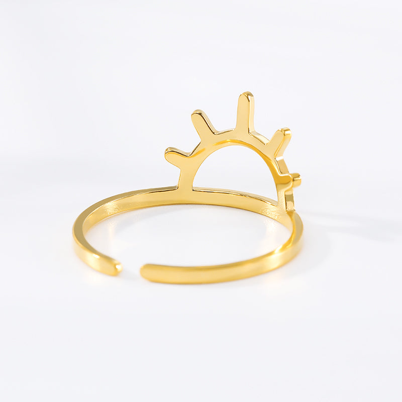 Simple Sun Ring Stainless Steel Jewelry Rose Gold Color Sunset Rings For Women Girls Anillo Hombre Friends Gifts