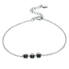 Simple Three Black Natural Agate 925 Silver Bracelet
