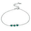 Simple Three Green Natural Agate 925 Silver Bracelet